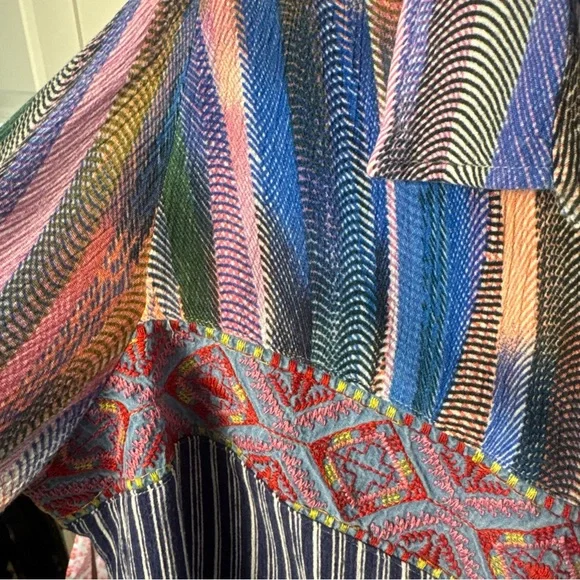 Caleaas Oversized Patchwork Embroidered Boho Blouse PL Johnny Was Style - Picture 7 of 9